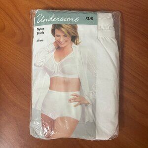Vintage JCP UNDERSCORE Womens Sz 8/XL Nylon Briefs 3 Pack Sealed Optic White‎